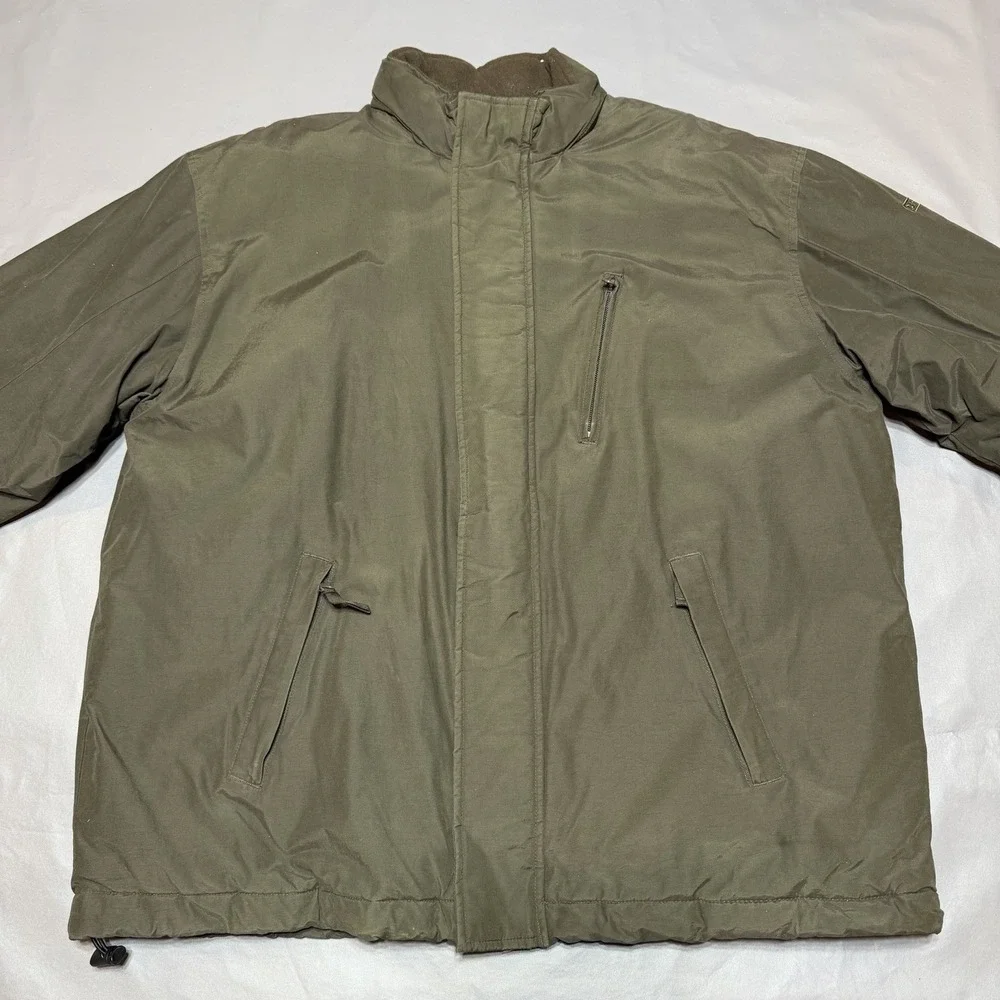 Chaps NA054 Mens XL Full Zip Fleece Lined Hidden Hood Winter Jacket Brown C15914